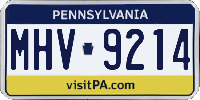 PA license plate MHV9214