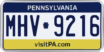 PA license plate MHV9216