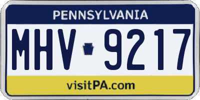 PA license plate MHV9217