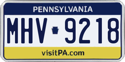 PA license plate MHV9218