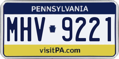PA license plate MHV9221
