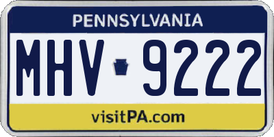 PA license plate MHV9222
