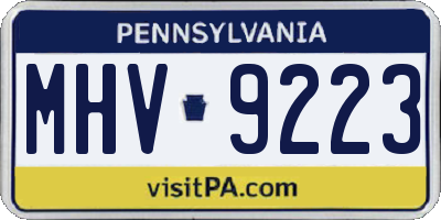 PA license plate MHV9223