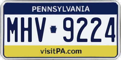 PA license plate MHV9224