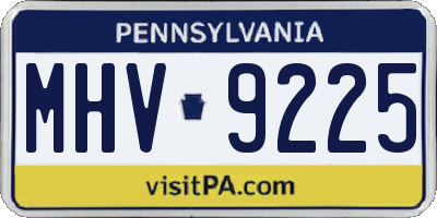 PA license plate MHV9225