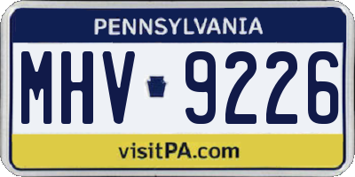PA license plate MHV9226