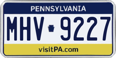 PA license plate MHV9227