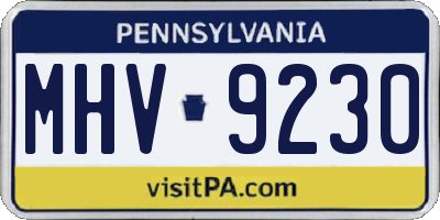 PA license plate MHV9230