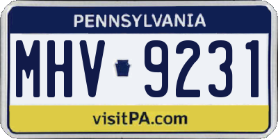 PA license plate MHV9231