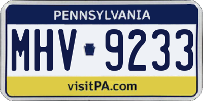 PA license plate MHV9233