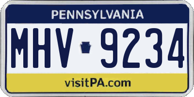 PA license plate MHV9234