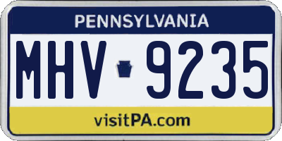 PA license plate MHV9235