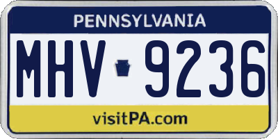 PA license plate MHV9236