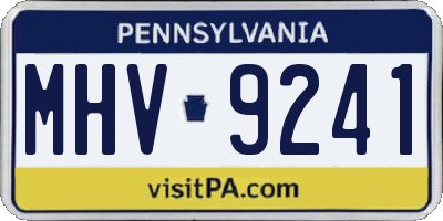 PA license plate MHV9241