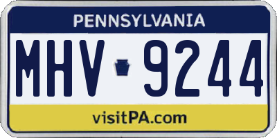 PA license plate MHV9244