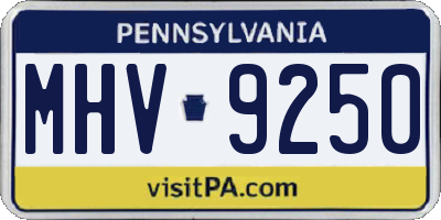PA license plate MHV9250
