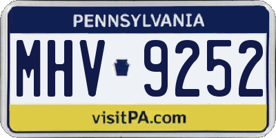 PA license plate MHV9252