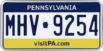 PA license plate MHV9254