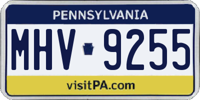 PA license plate MHV9255
