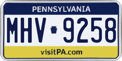 PA license plate MHV9258