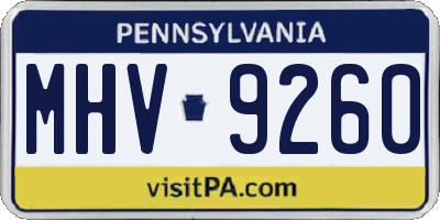 PA license plate MHV9260