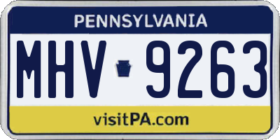 PA license plate MHV9263