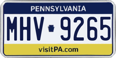 PA license plate MHV9265