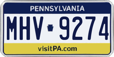 PA license plate MHV9274