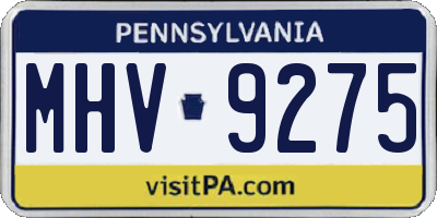 PA license plate MHV9275