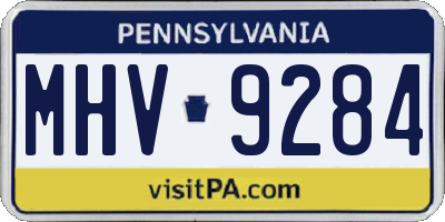 PA license plate MHV9284
