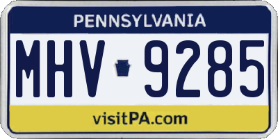 PA license plate MHV9285