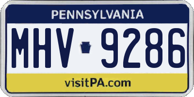 PA license plate MHV9286