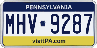 PA license plate MHV9287