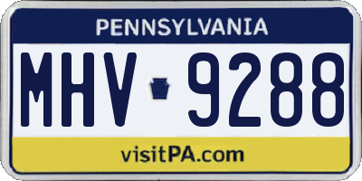 PA license plate MHV9288