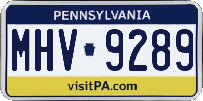 PA license plate MHV9289