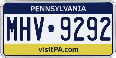 PA license plate MHV9292
