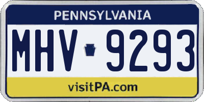 PA license plate MHV9293
