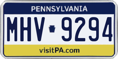 PA license plate MHV9294