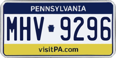 PA license plate MHV9296