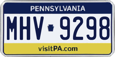 PA license plate MHV9298