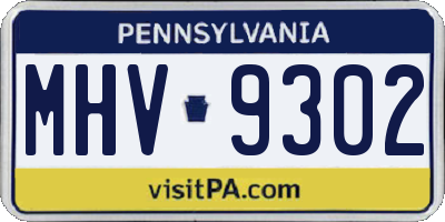 PA license plate MHV9302