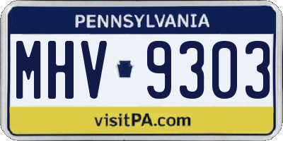 PA license plate MHV9303