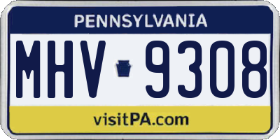 PA license plate MHV9308