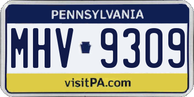 PA license plate MHV9309