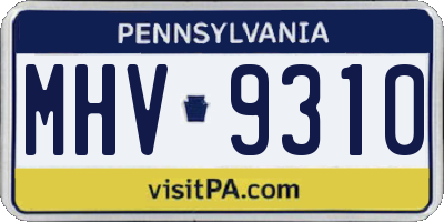 PA license plate MHV9310