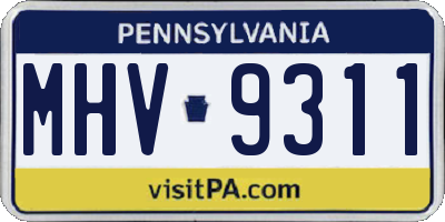 PA license plate MHV9311