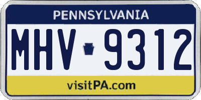 PA license plate MHV9312