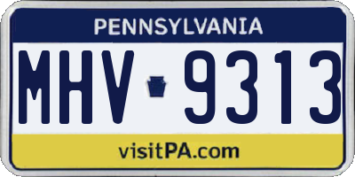 PA license plate MHV9313