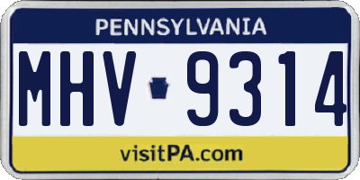 PA license plate MHV9314