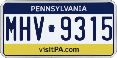 PA license plate MHV9315